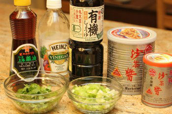 ingredients for homemade meatball on the countertop