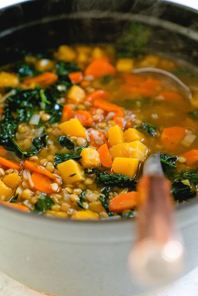 Butternut squash lentil soup