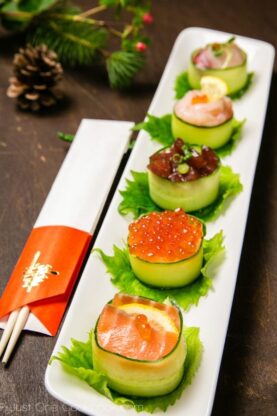 Cucumber Wrapped Sushi | fancyfoodsshow.com