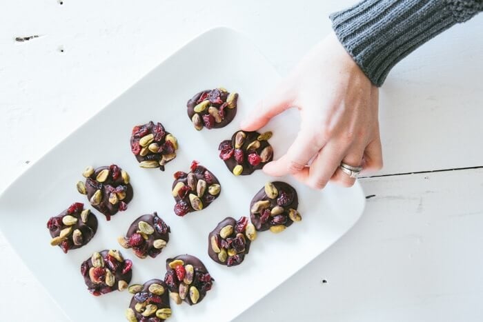 Cranberry Pistachio Chocolate Clusters