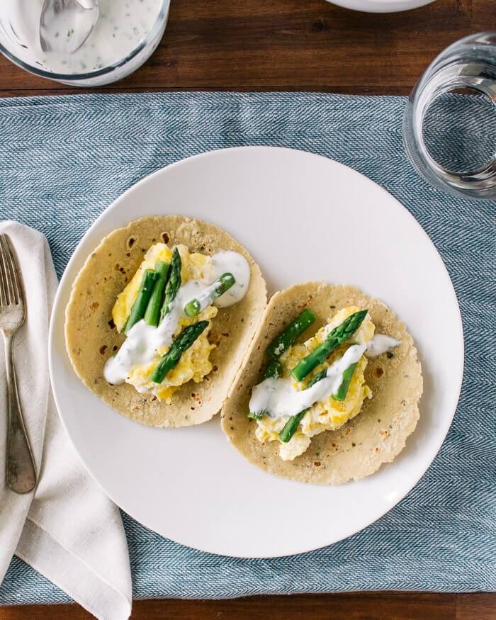 Ricotta Scrambled Egg and Asparagus Tacos | Fancy Foods Show 