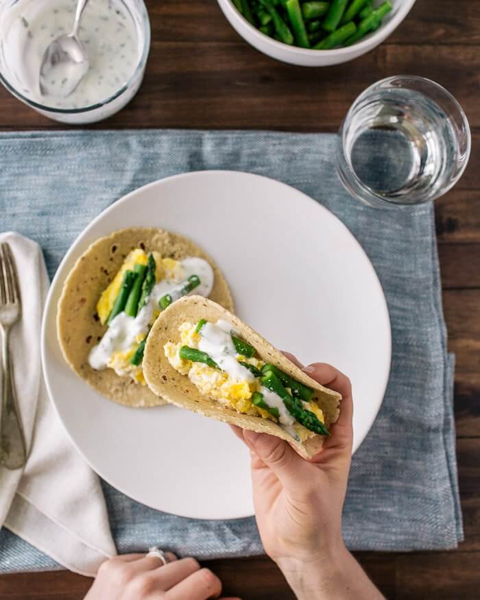 Ricotta Scrambled Egg and Asparagus Tacos | Fancy Foods Show
