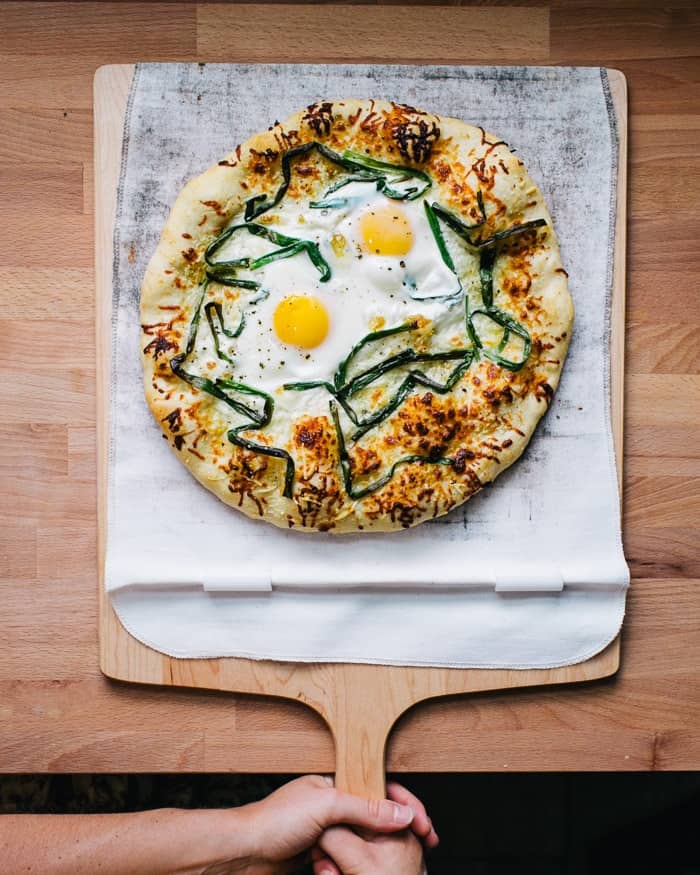 White Egg Pizza with Pecorino and Scallions | Fancy Foods Show