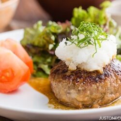 Simple, tasty, and easy-to-follow Japanese Hamburger Steak (Wafu Hambagu) recipe. Easy Japanese Recipes at fancyfoodsshow.com