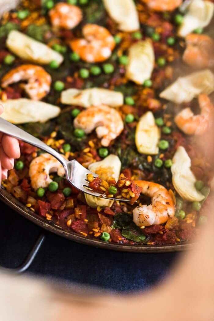 Easy Shrimp Paella with Artichokes