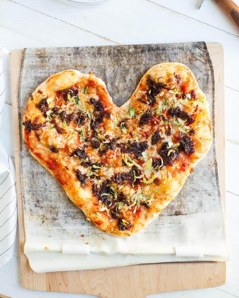 Heart-Shaped Caramelized Onion and Brussels Sprout Pizza | Fancy Foods Show