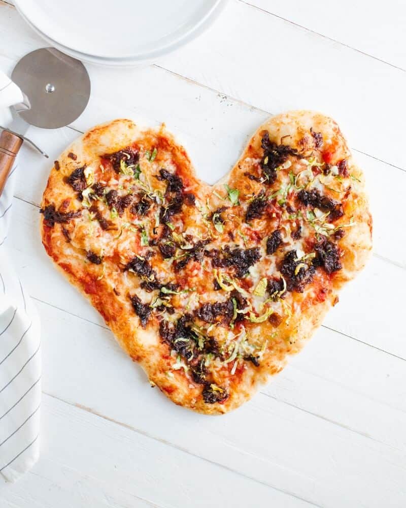 Heart-Shaped Caramelized Onion and Brussels Sprout Pizza | Fancy Foods Show