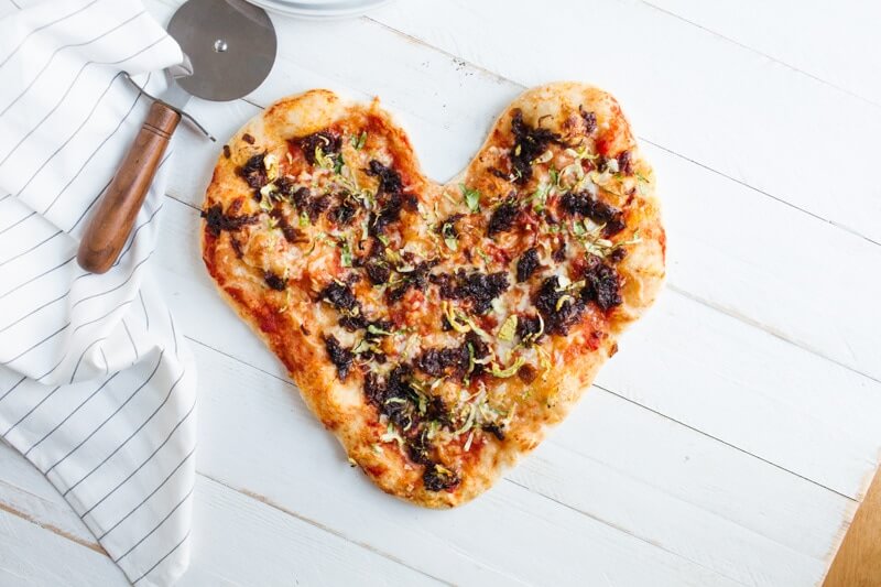 Heart-Shaped Caramelized Onion and Brussels Sprout Pizza | Fancy Foods Show
