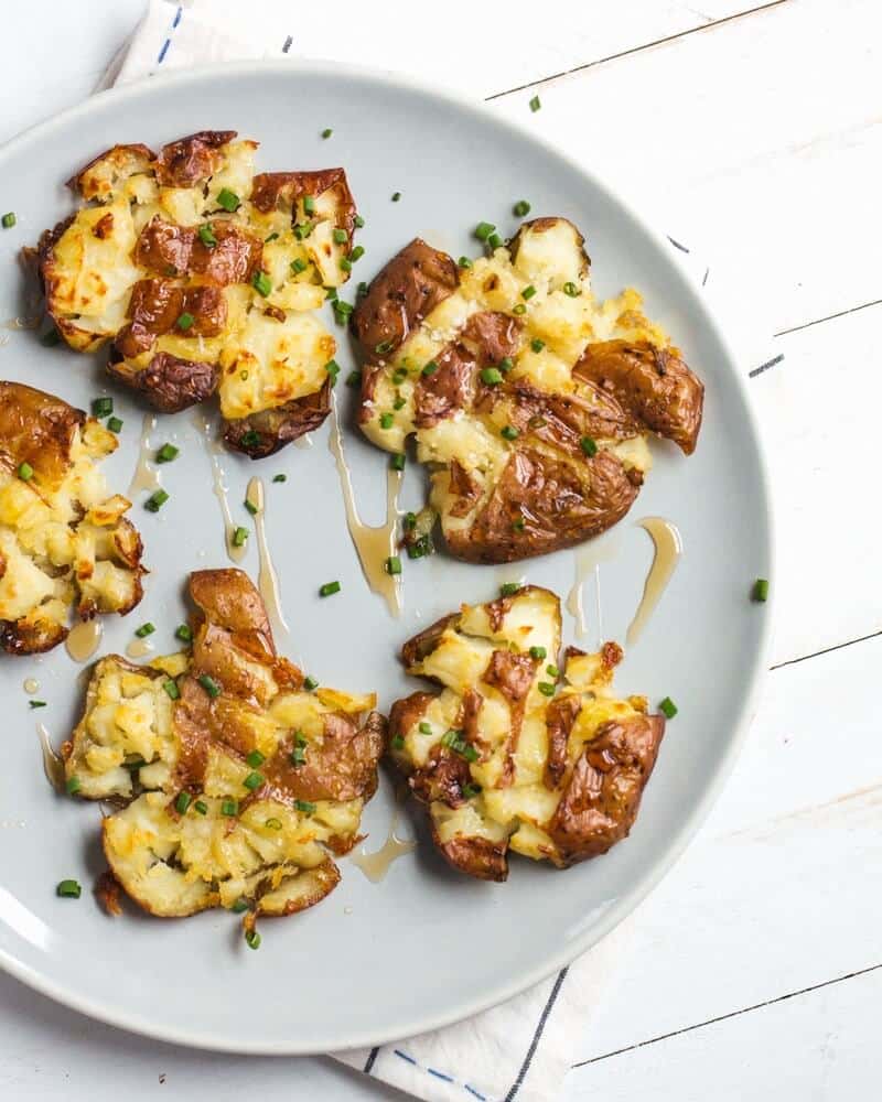 Smashed Potatoes with White Balsamic Reduction