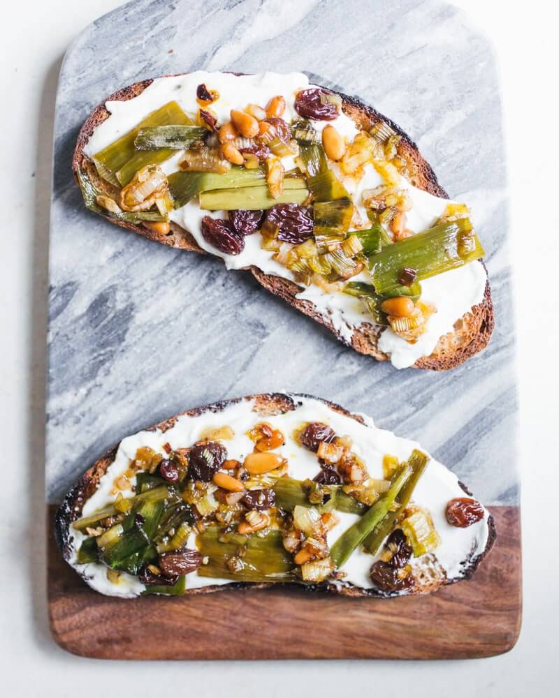 Agrodolce Scallions & Whipped Ricotta Toast | Fancy Foods Show