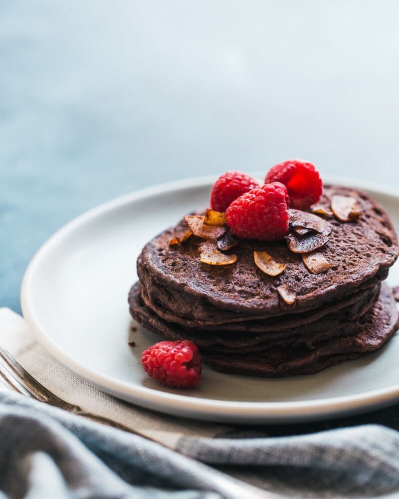 Chocolate Brownie Spelt Vegan Pancakes