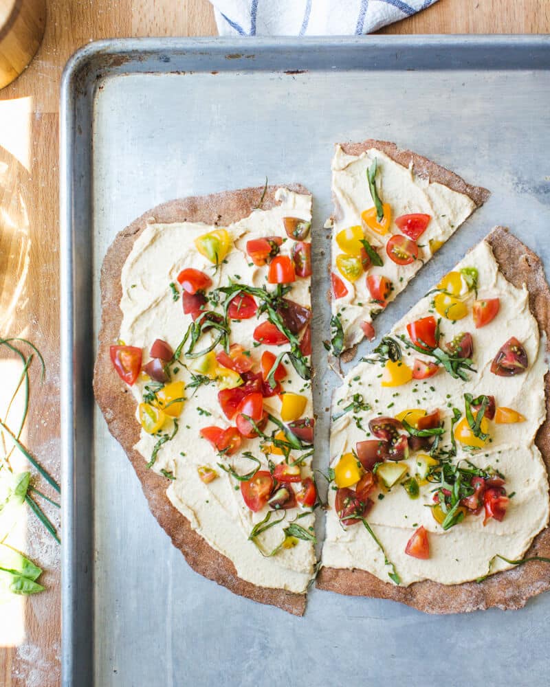 Rye pizza dough cracker crust | Tomato flatbread