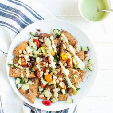 Greek Nachos with Cilantro Drizzle | Fancy Foods Show