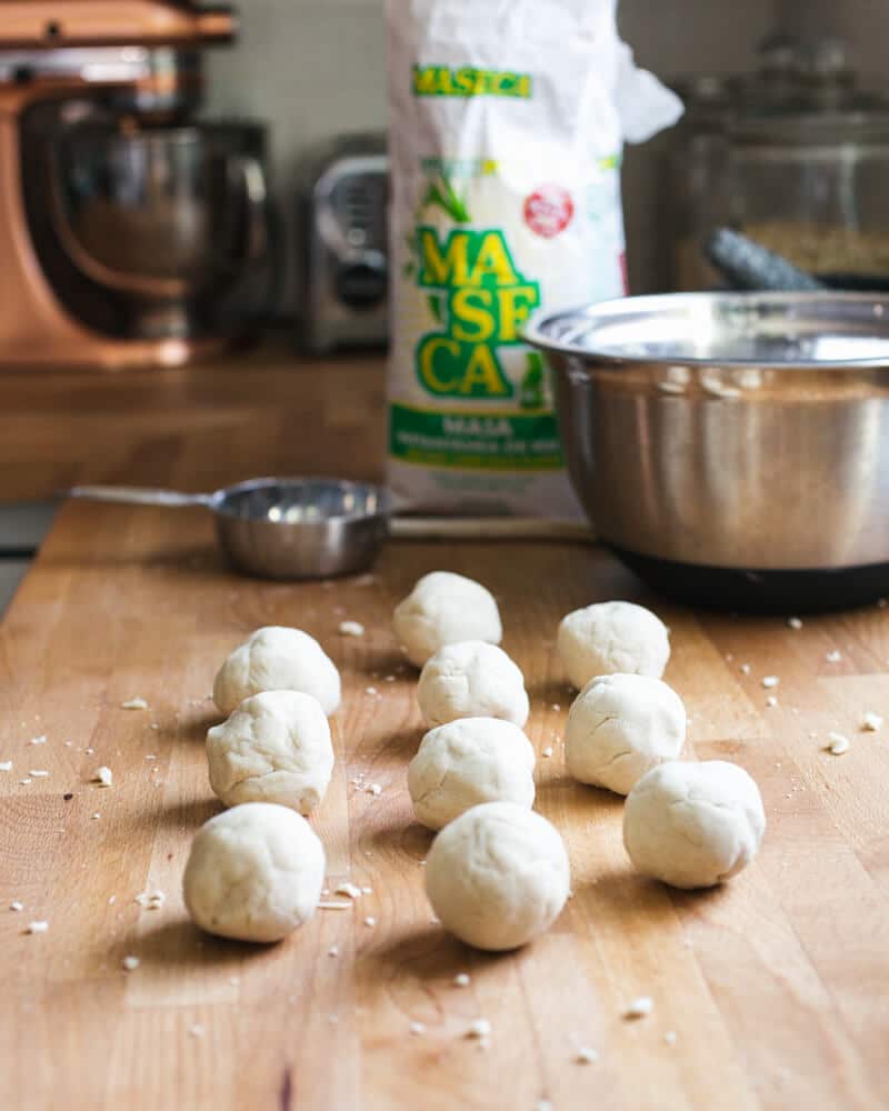 Masa harina dough balls