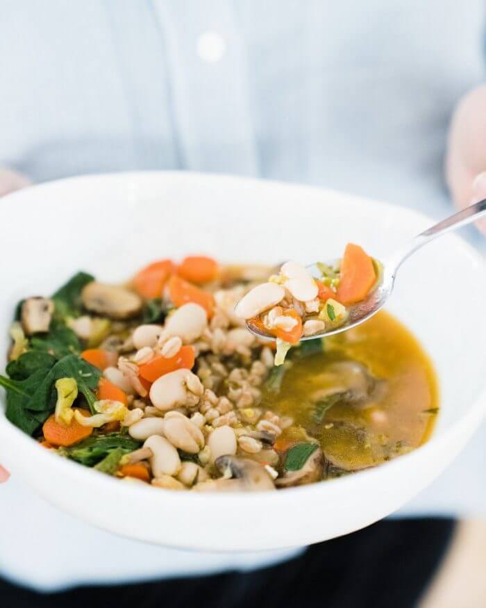 Cozy Farro & Brussels Sprouts Soup | Fancy Foods Show