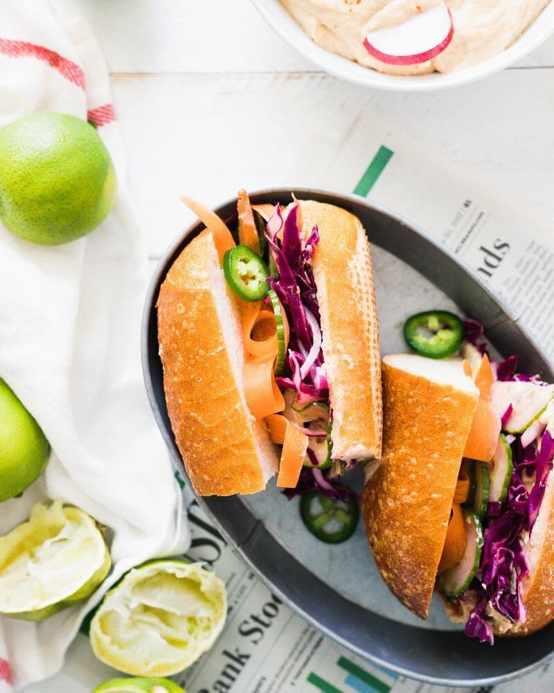 Vegan Banh Mi Sandwich with Ginger Lime Hummus | Fancy Foods Show
