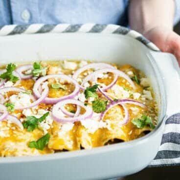 Artichoke & Quinoa Vegetarian Enchiladas | Fancy Foods Show via Feast by Sarah Copeland