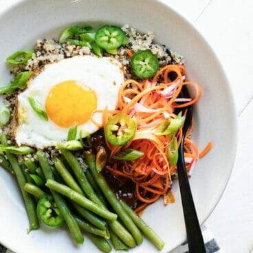 Quinoa Bibimbap Bowls | Fancy Foods Show via The Minimalist Kitchen
