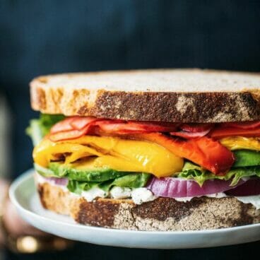 Ultimate Rainbow Vegetable Sandwich | Fancy Foods Show via The Pretty Dish