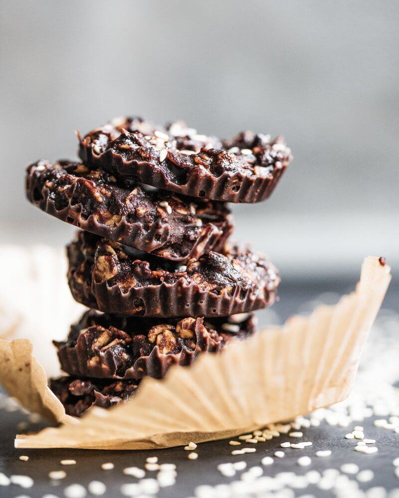 Chocolate Tahini Vegan No Bake Cookies 