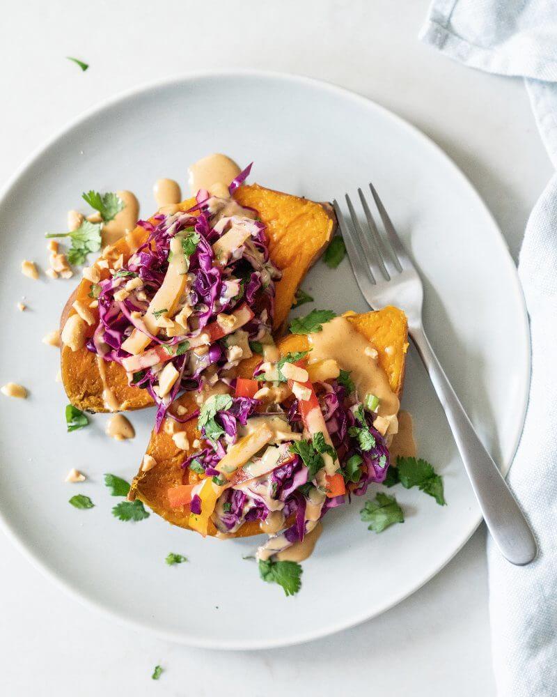 Sweet Potatoes with Thai Peanut Butter Sauce