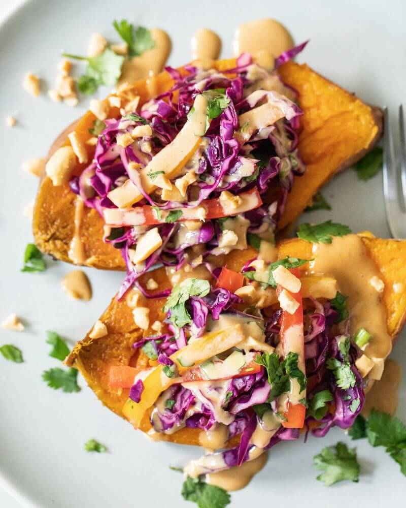 Sweet Potatoes with Thai Peanut Butter Sauce