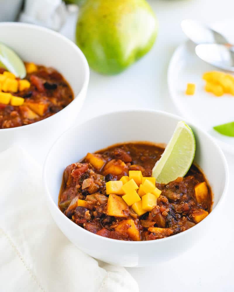 Mango black bean chili recipe | award winning chili recipe | vegetarian black bean chili recipe