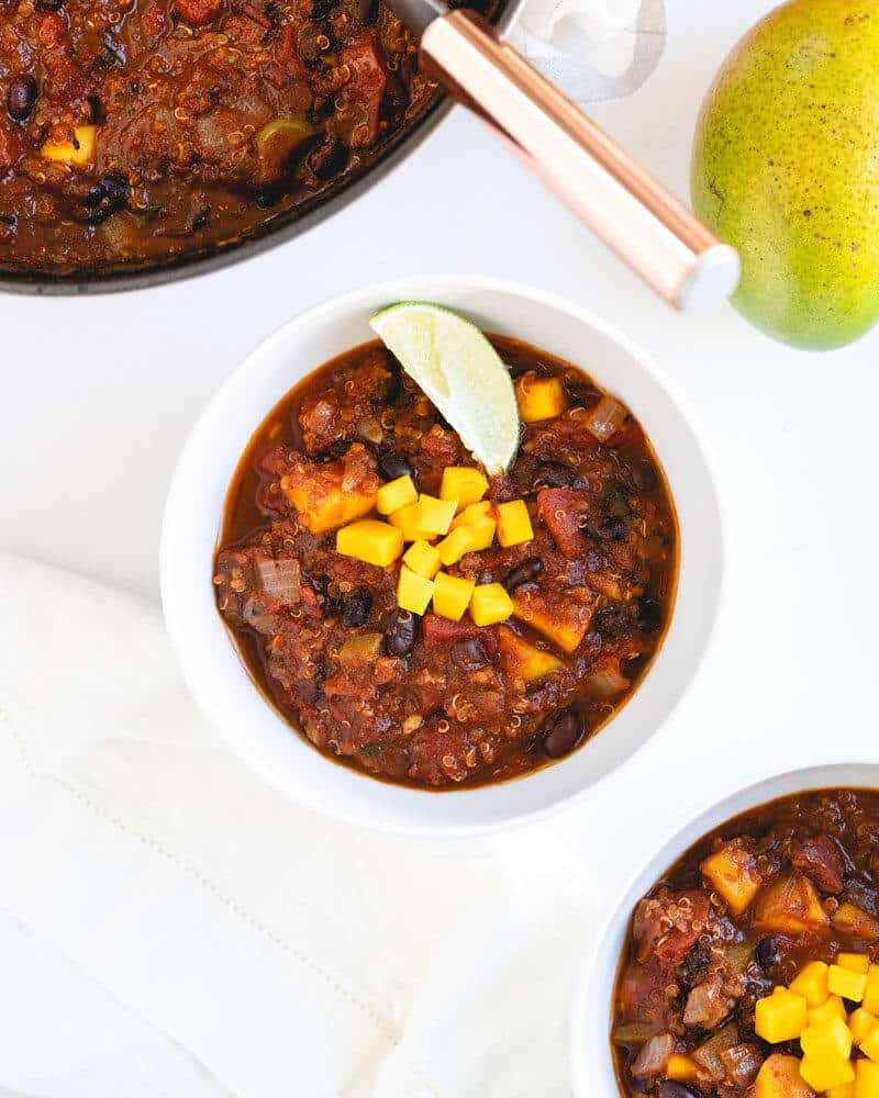 Mango black bean chili recipe | award winning chili recipe | vegetarian black bean chili recipe