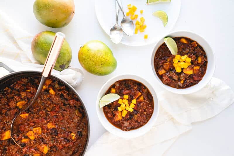 Mango black bean chili recipe | award winning chili recipe | vegetarian black bean chili recipe