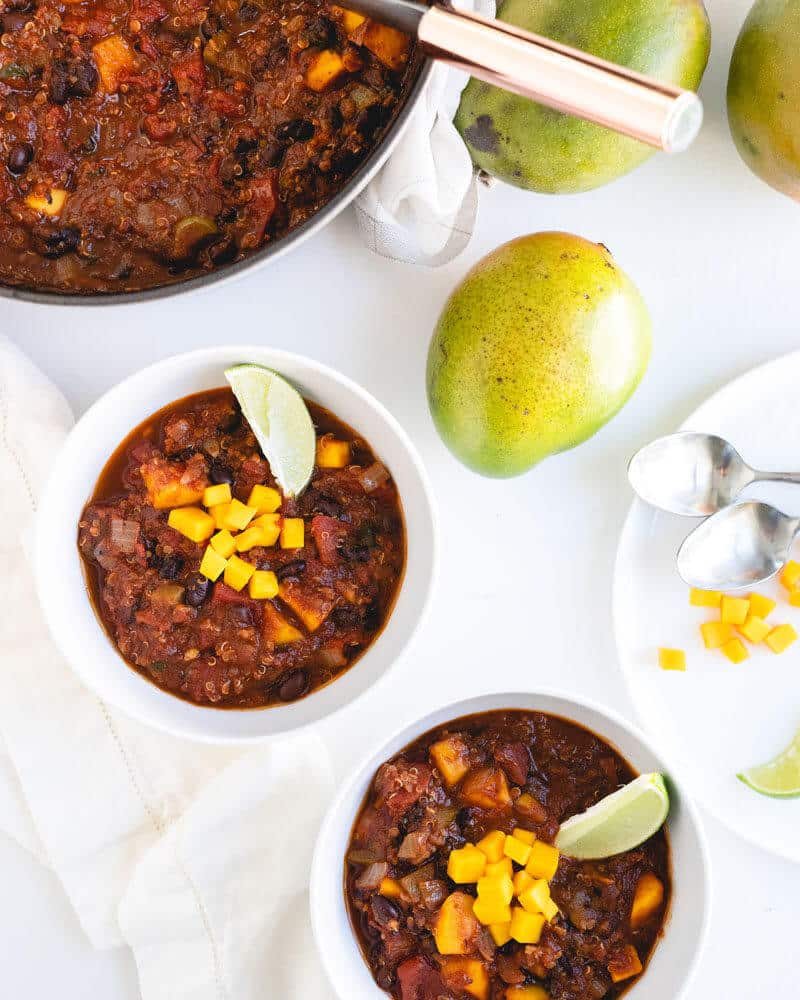 Mango black bean chili recipe | award winning chili recipe | vegetarian black bean chili recipe
