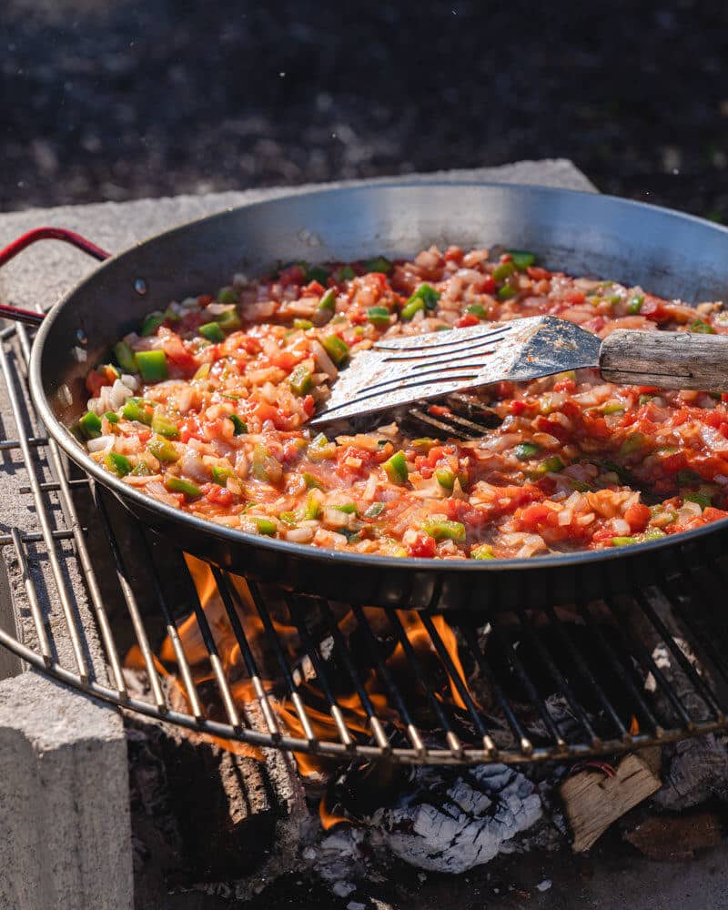 Open fire seafood paella recipe | best paella pan