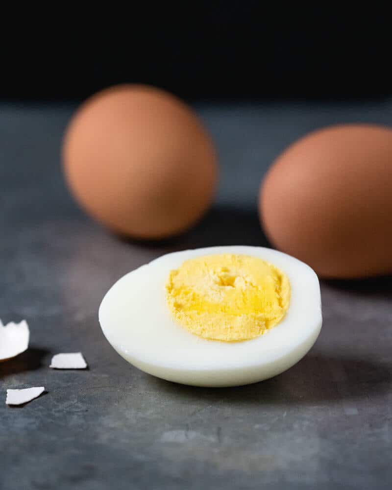 hard boiled egg sliced in half