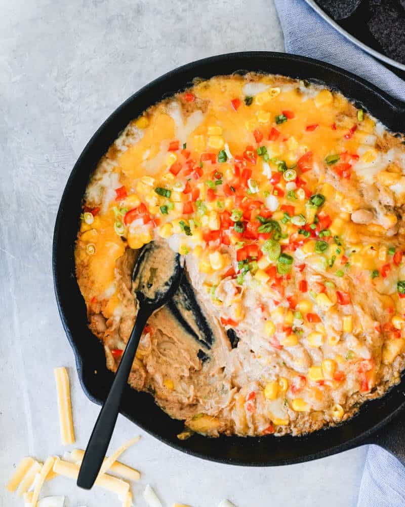 Mexican cheese dip recipe | cast iron skillet recipes | white bean dip | easy finger food recipes for a crowd