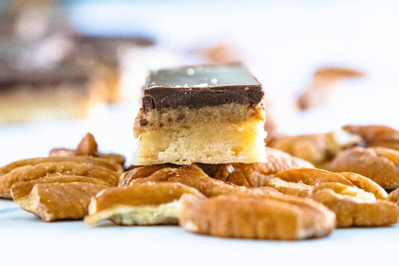 maple pecan shortbread millionaire bars