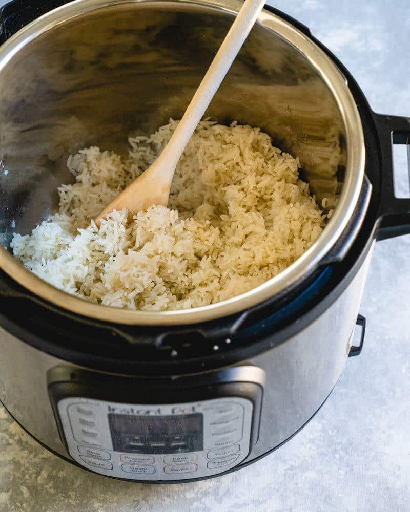 Step 2: Place the rice in the Instant Pot, cook on high for 8 minutes then natural release 10 minutes. 