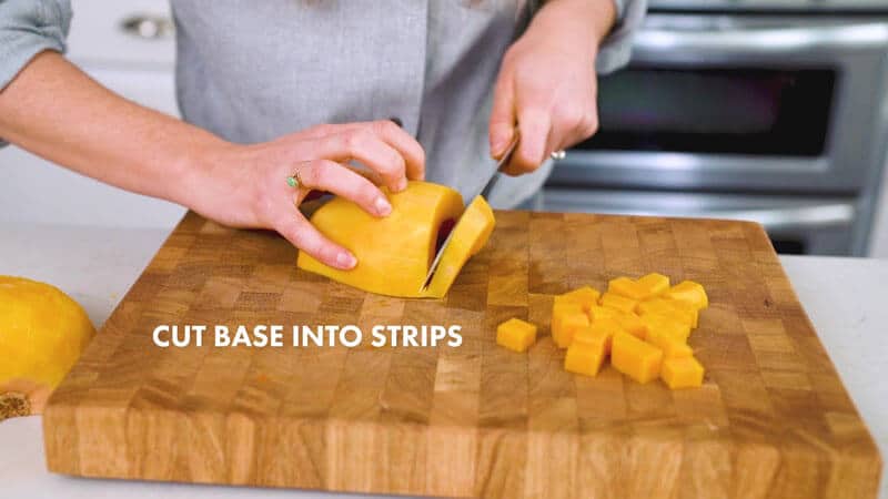 How to Cut Butternut Squash | Slice the base into strips
