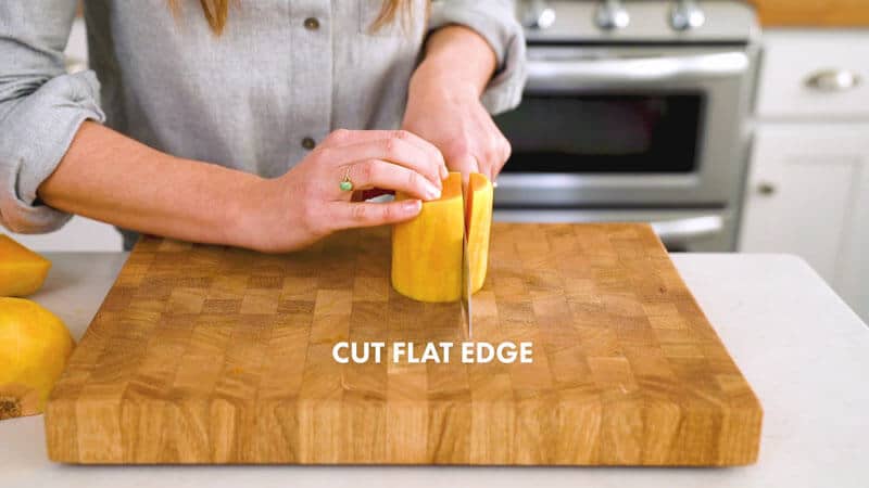 How to Cut Butternut Squash | Cut a flat edge on the neck