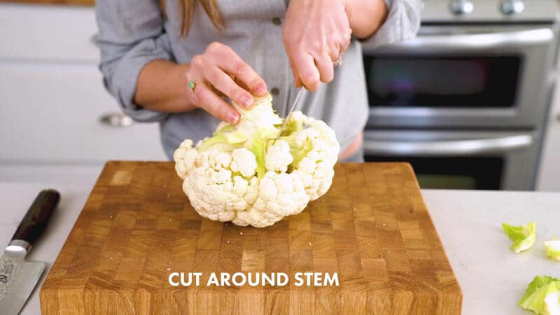 How to cut cauliflower | Cut around stem