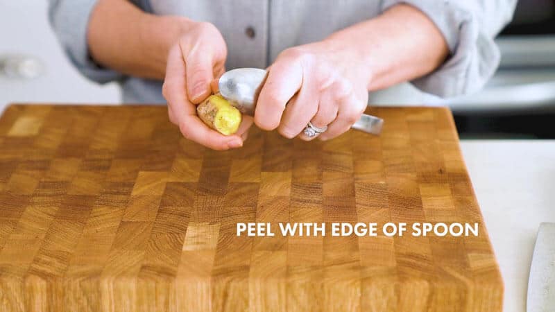 How to Cut Ginger | Peel with edge of spoon