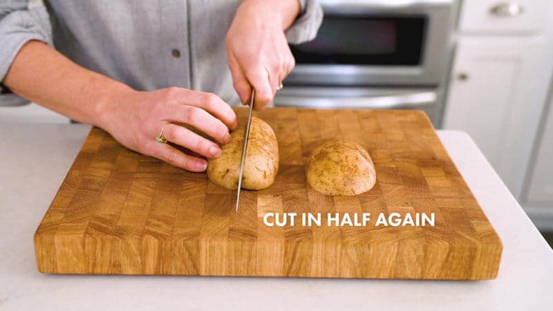 How to Cut Potato Wedges | Slice the potato in half again