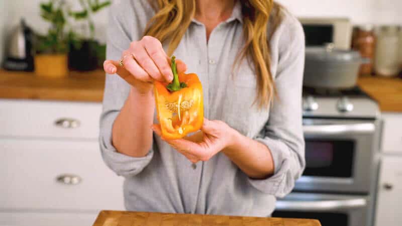 How to Cut a Bell Pepper | Leaving the seeds intact