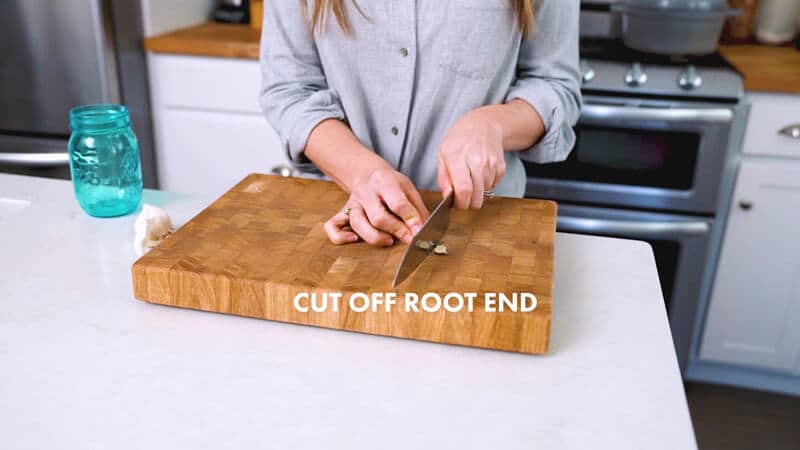 How to mince garlic | Cut off root end
