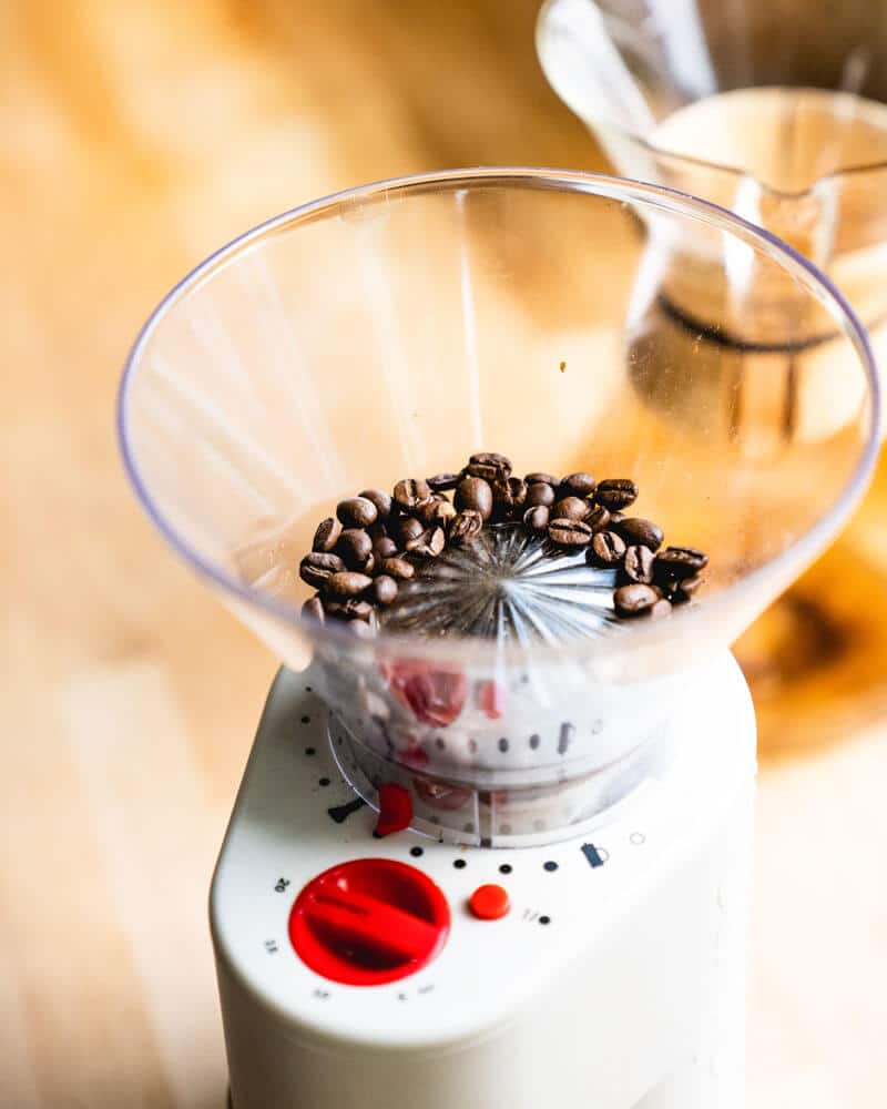 Step 1: Grind the coffee. 