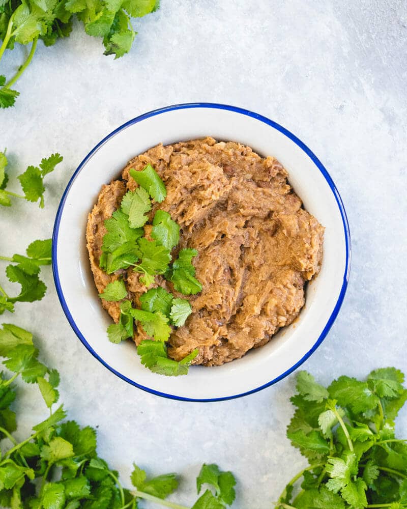 Instant Pot Refried Beans in a bowl