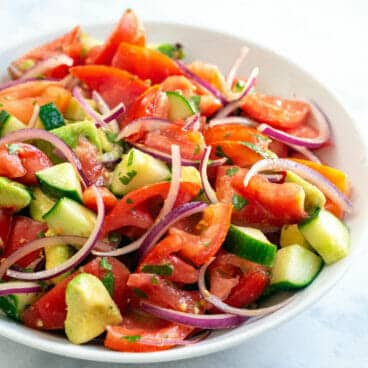 Cucumber tomato avocado salad