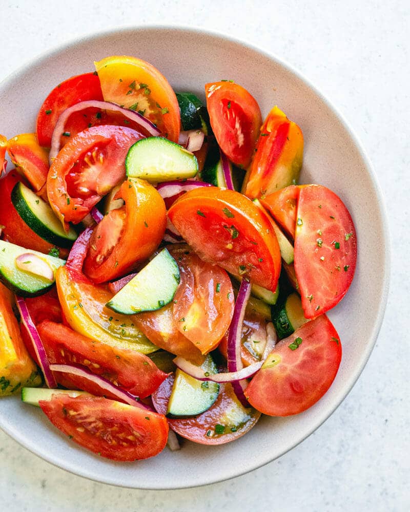 Cucumber tomato onion salad