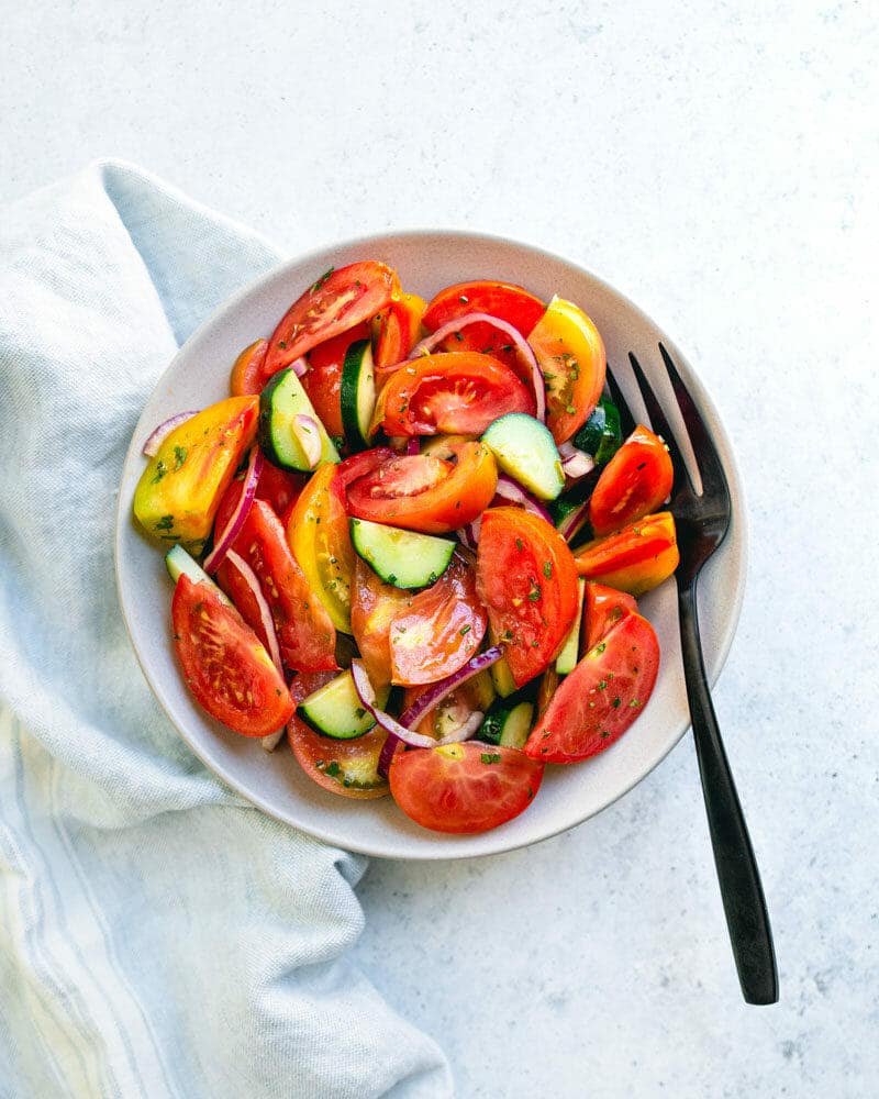 Cucumber tomato onion salad