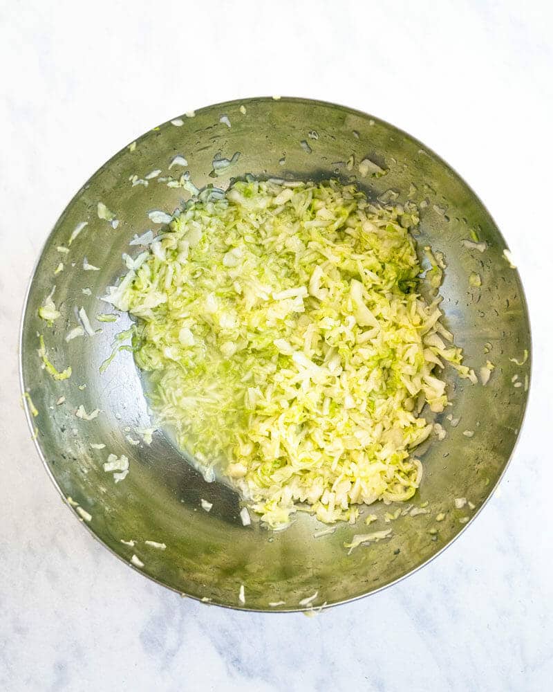 Bowl of shredded cabbage