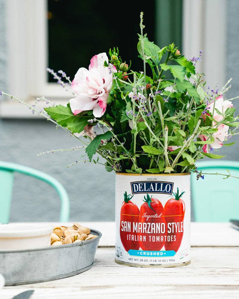 Tomato can vases: dinner party idea