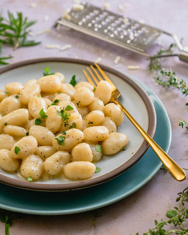 Gnocchi covered in creamy gnocchi sauce